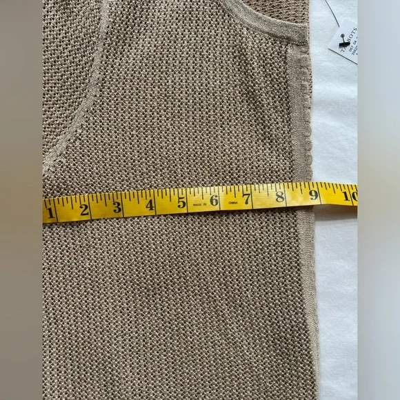 NWT Talbots Women's GOLD LUREX OPEN STITCH SCALLOP SHRUG Size Medium - Picture 9 of 10